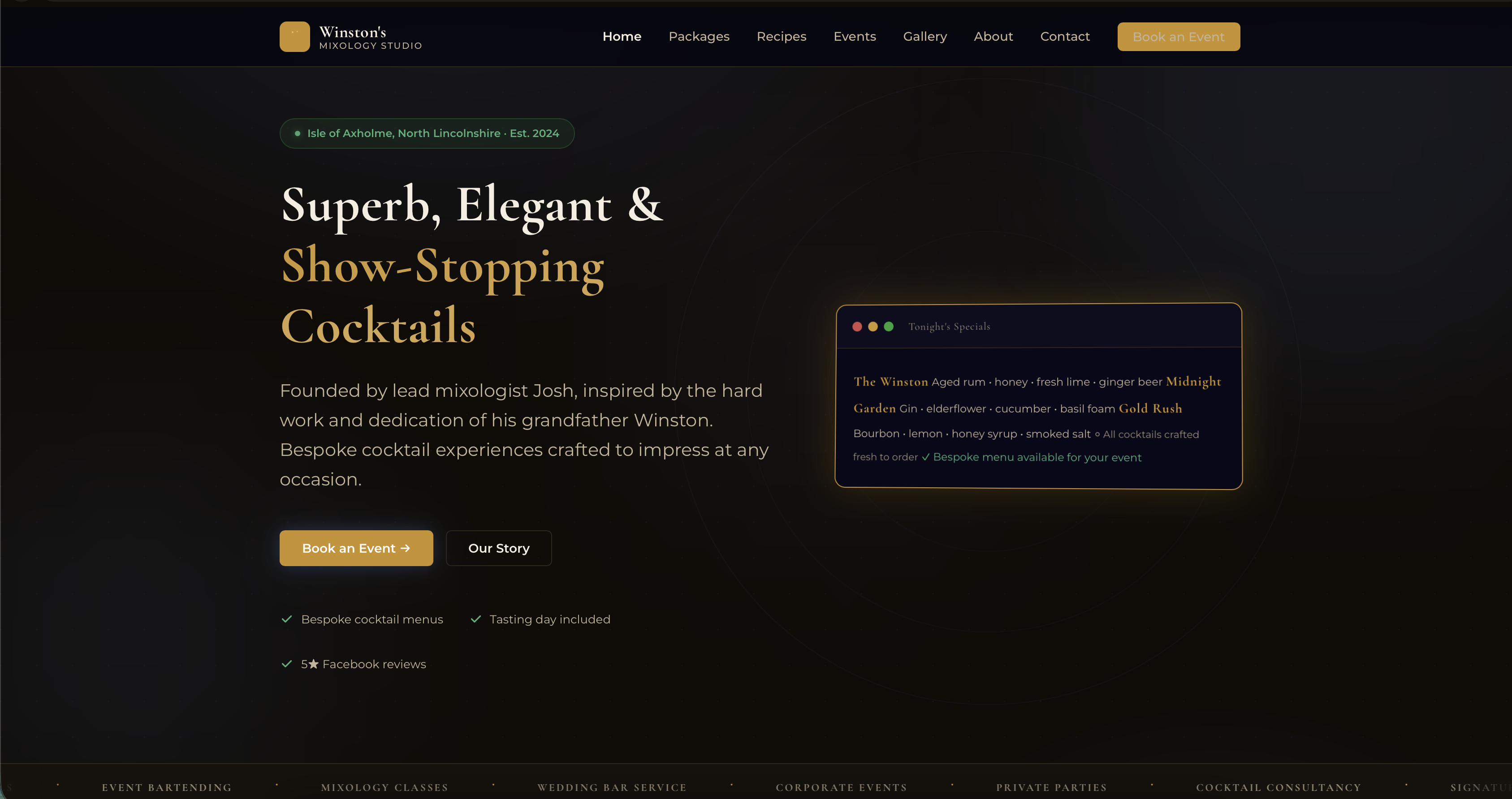 Winston's Mixology Studio — Mobile Bar Hire