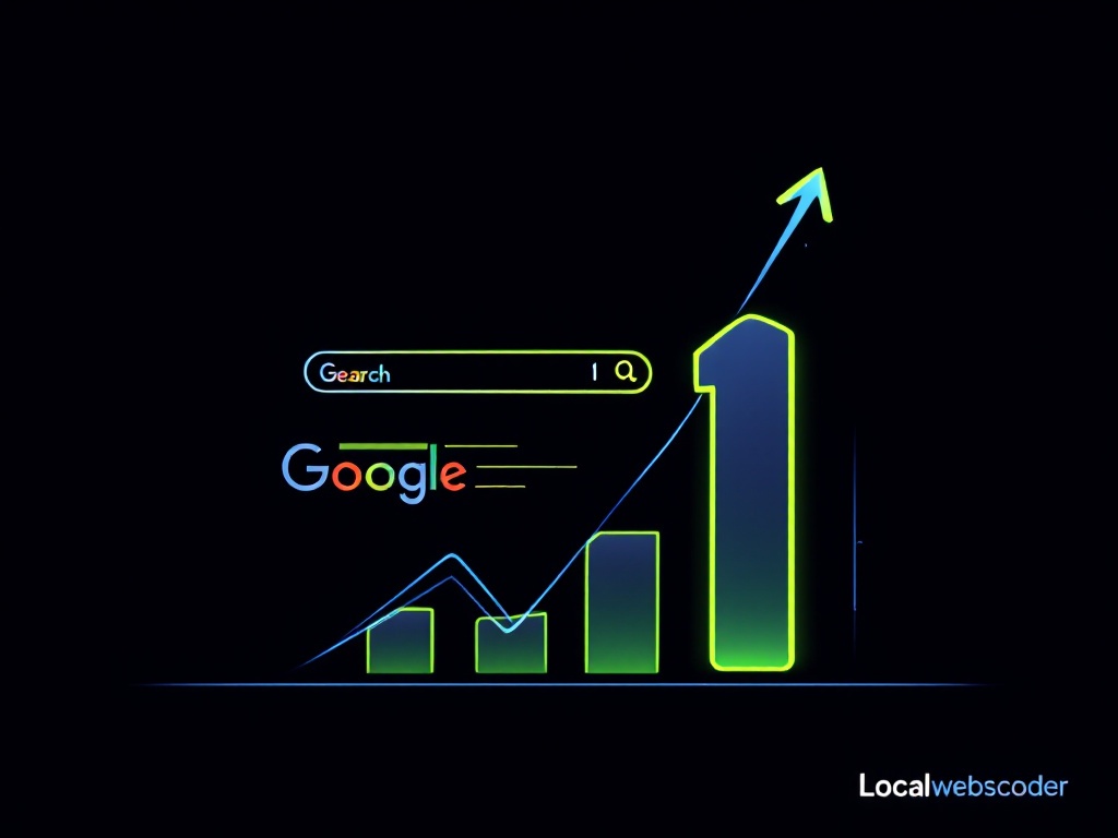 SEO ranking visualization with website rising to number 1 on google