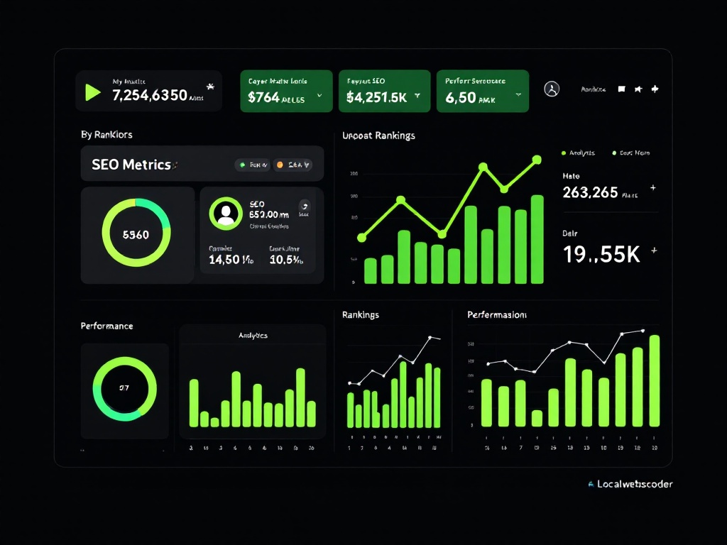 SEO analytics dashboard showing performance metrics and rankings