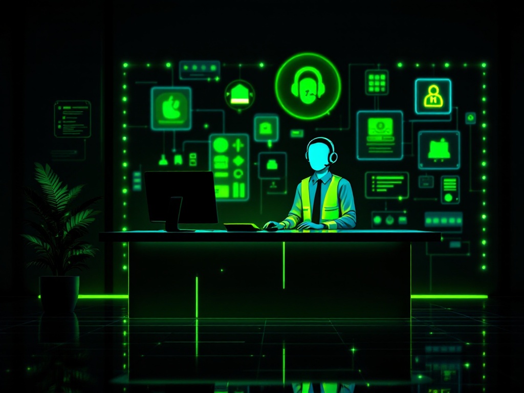 It support tech geek in middle green and black