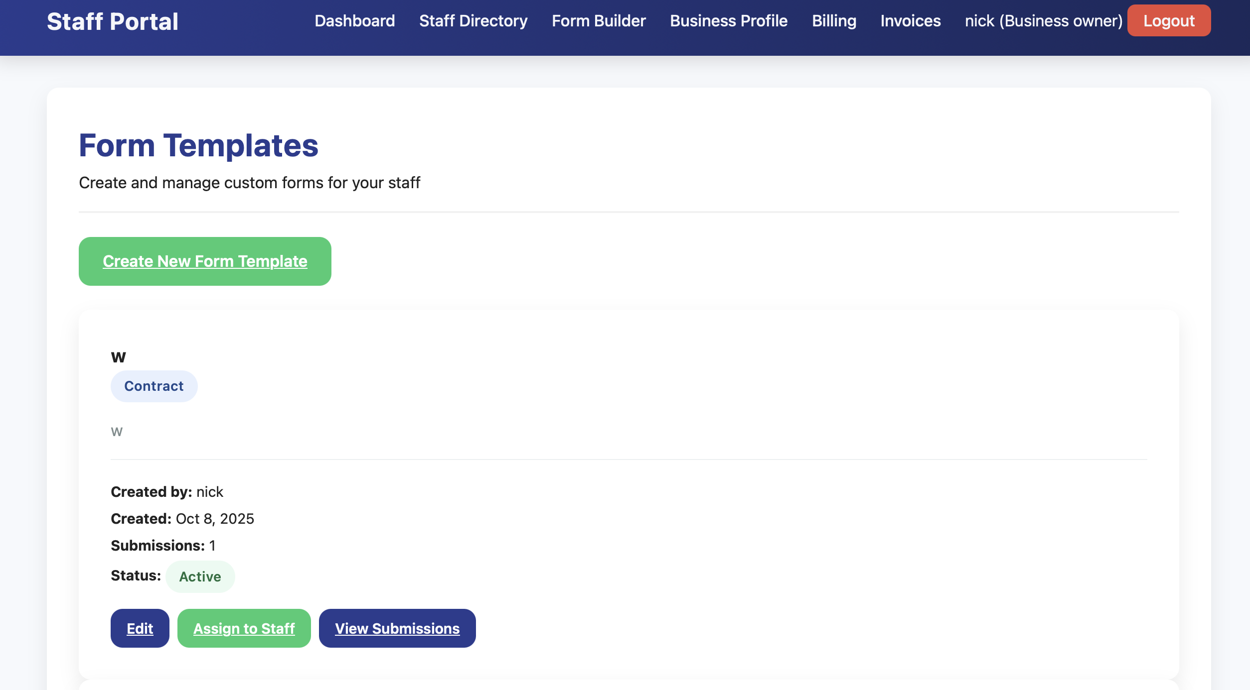 Assign forms to staff